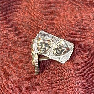 Vintage Cufflinks Silver Tone Comedy Tragedy Masks